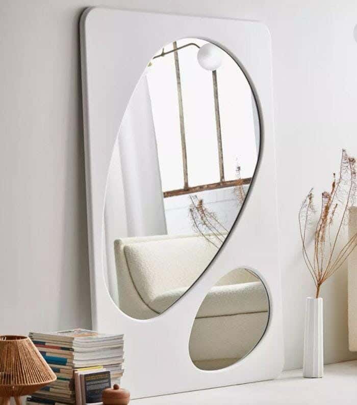 Decorative floor mirror, MDF wood, 120x80 cm - White