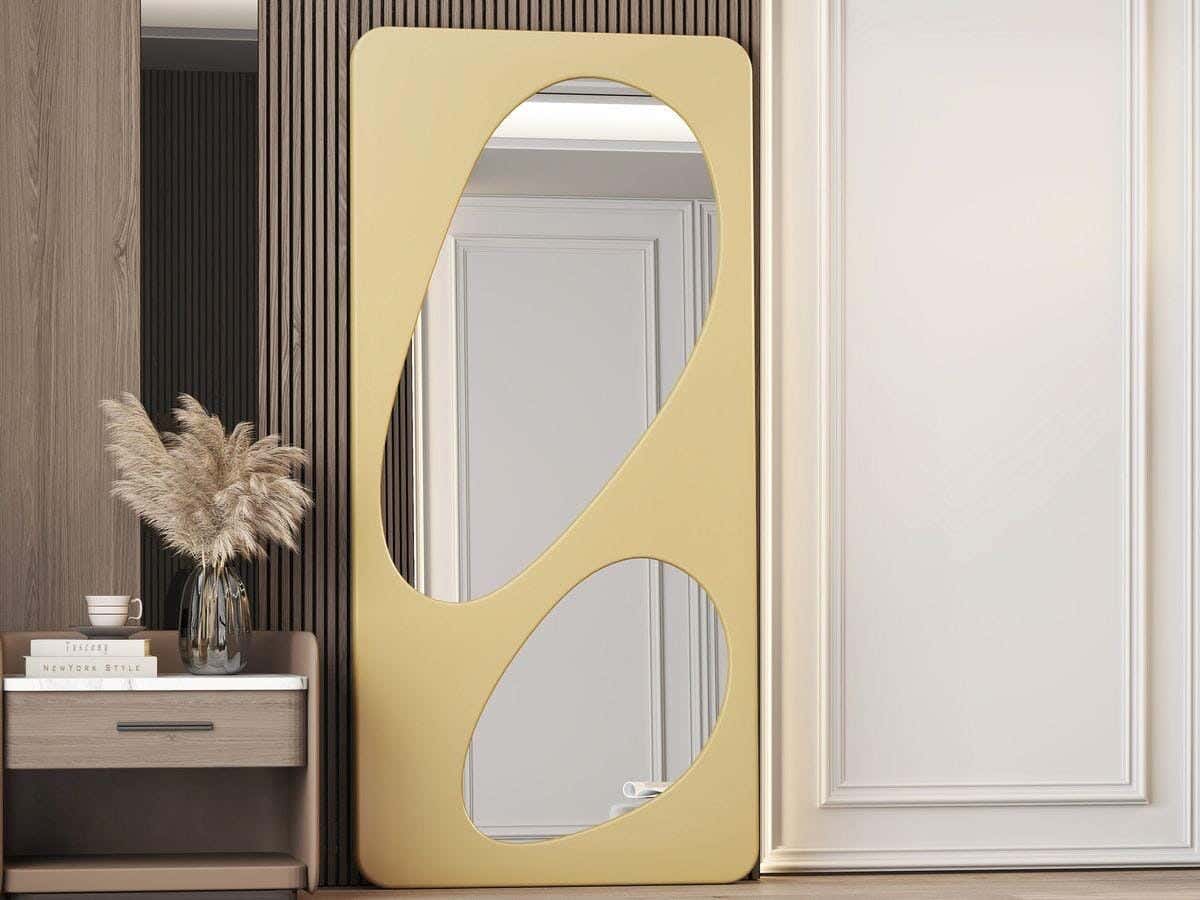 Decorative floor mirror, MDF wood, 120x80 cm - gold