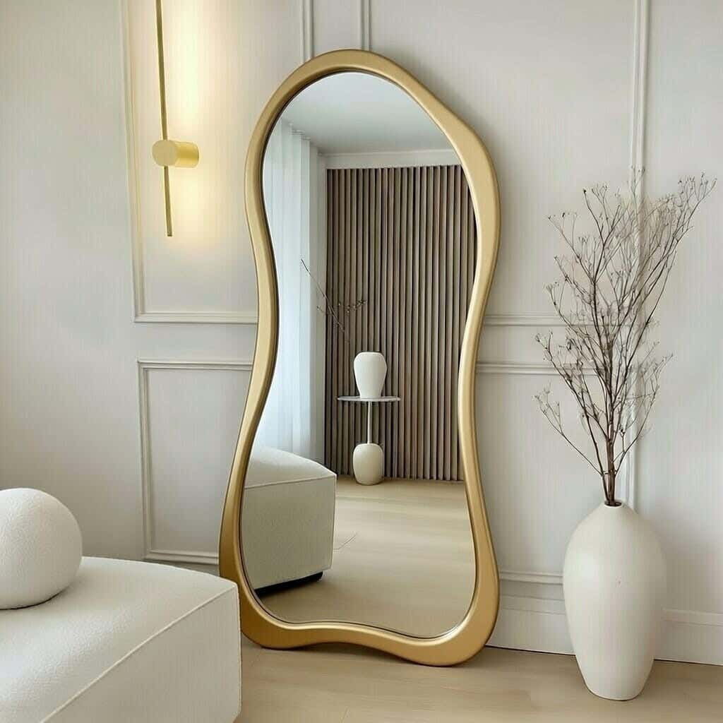 Full-length floor mirror, MDF wood, 180x80 cm - gold