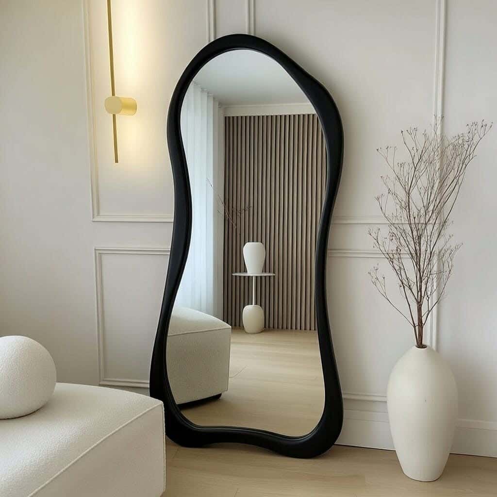 Full-length floor mirror, MDF wood, 180x80 cm - Black