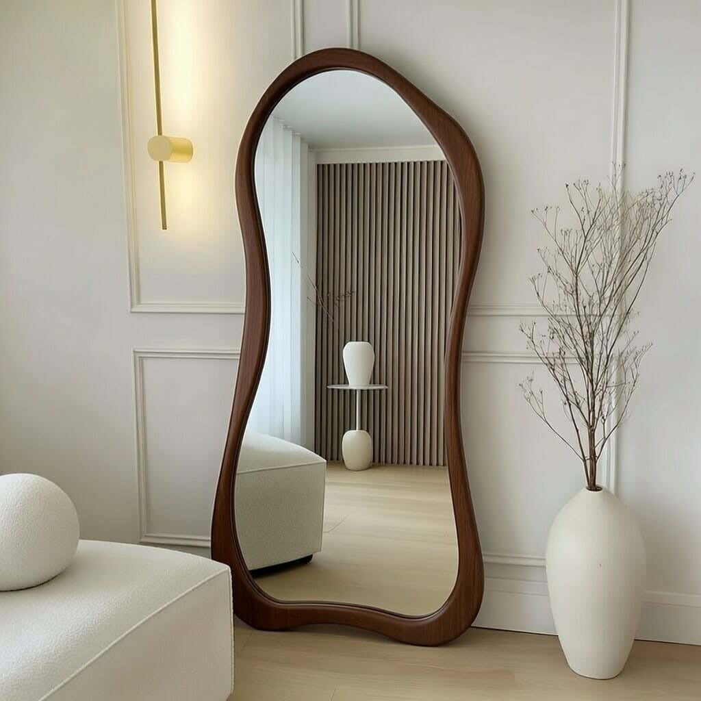 Full-length floor mirror, MDF wood, 180x80 cm - brown