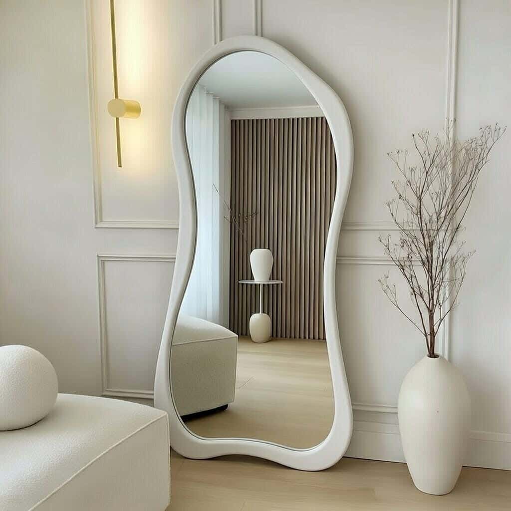 Full-length floor mirror, MDF wood, 180x80 cm - White