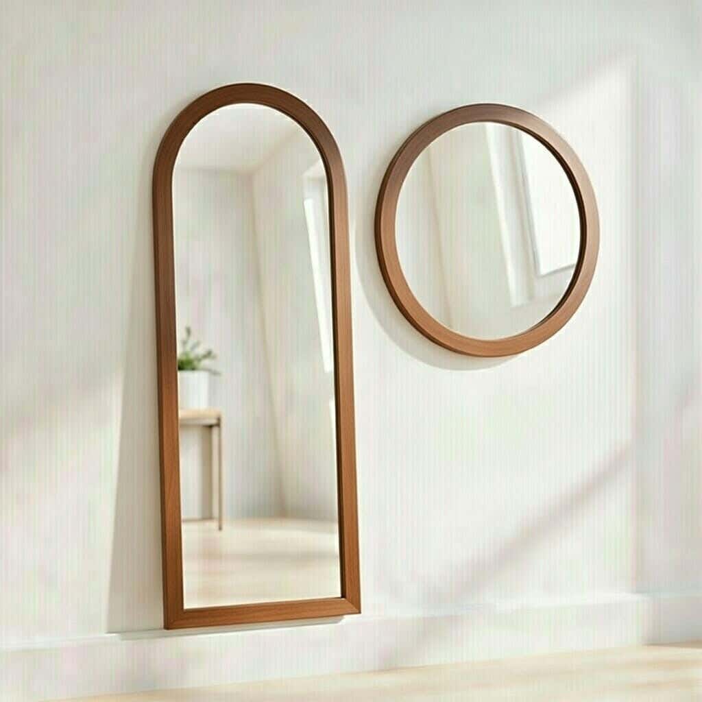 Full-length floor mirror, MDF wood, 160x45 cm - brown