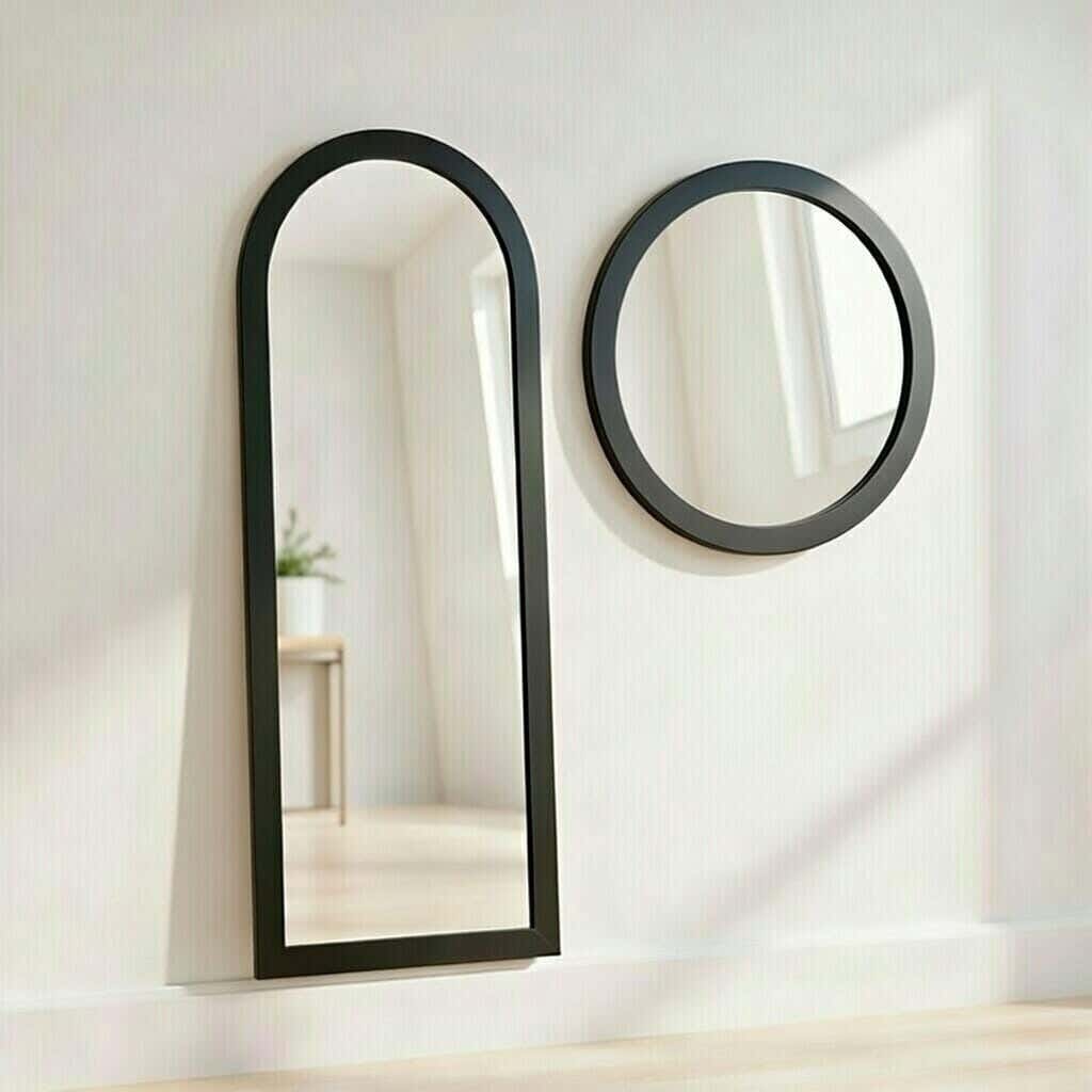 Full-length floor mirror, MDF wood, 160x45 cm - Black