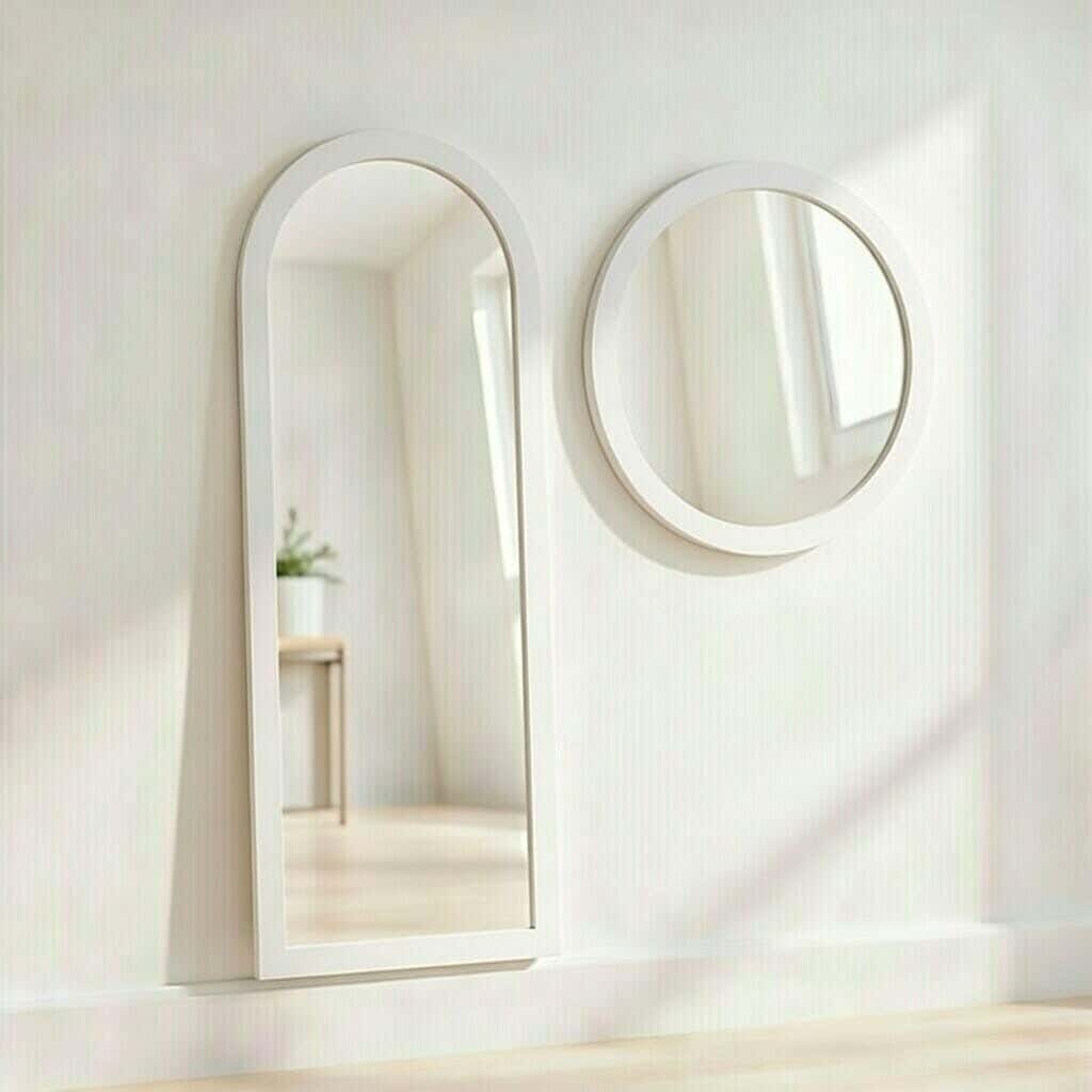 Full-length floor mirror, MDF wood, 160x45 cm - White