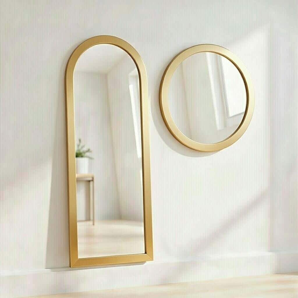 Full-length floor mirror, MDF wood, 160x45 cm - gold