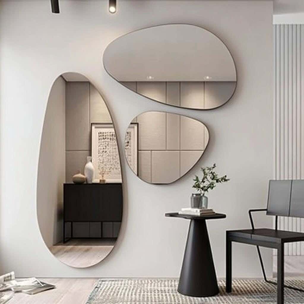 Decorative hanging mirror, glass, 150x60 cm - transparent