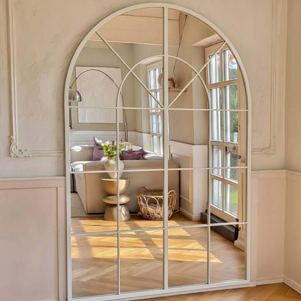 Wall-mounted mirror with frame, MDF wood, 180 x 115 cm - White
