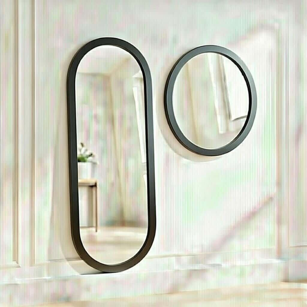 Full-length floor mirror, MDF wood, 160x45 cm - Black