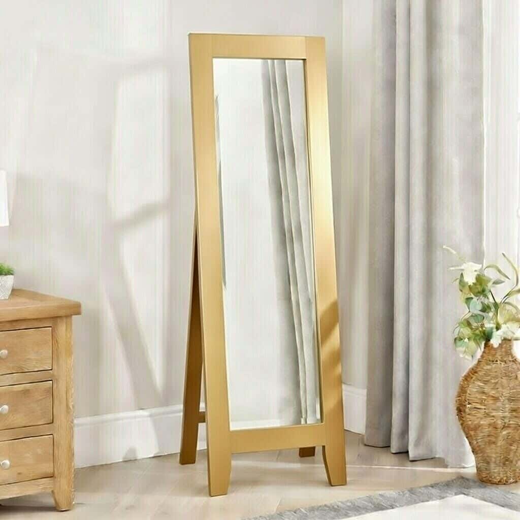 Full-length stand mirror, Finnish wood, 160x45 cm - Gold