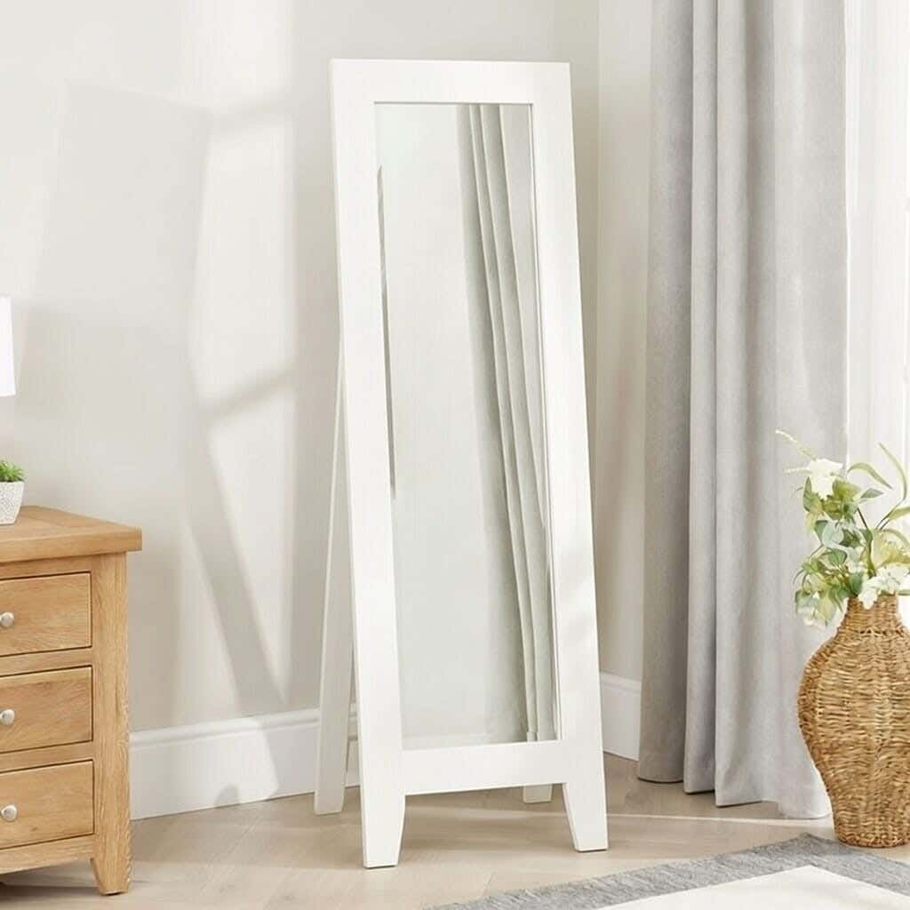 Full-length stand mirror, Finnish wood, 160x45 cm - White