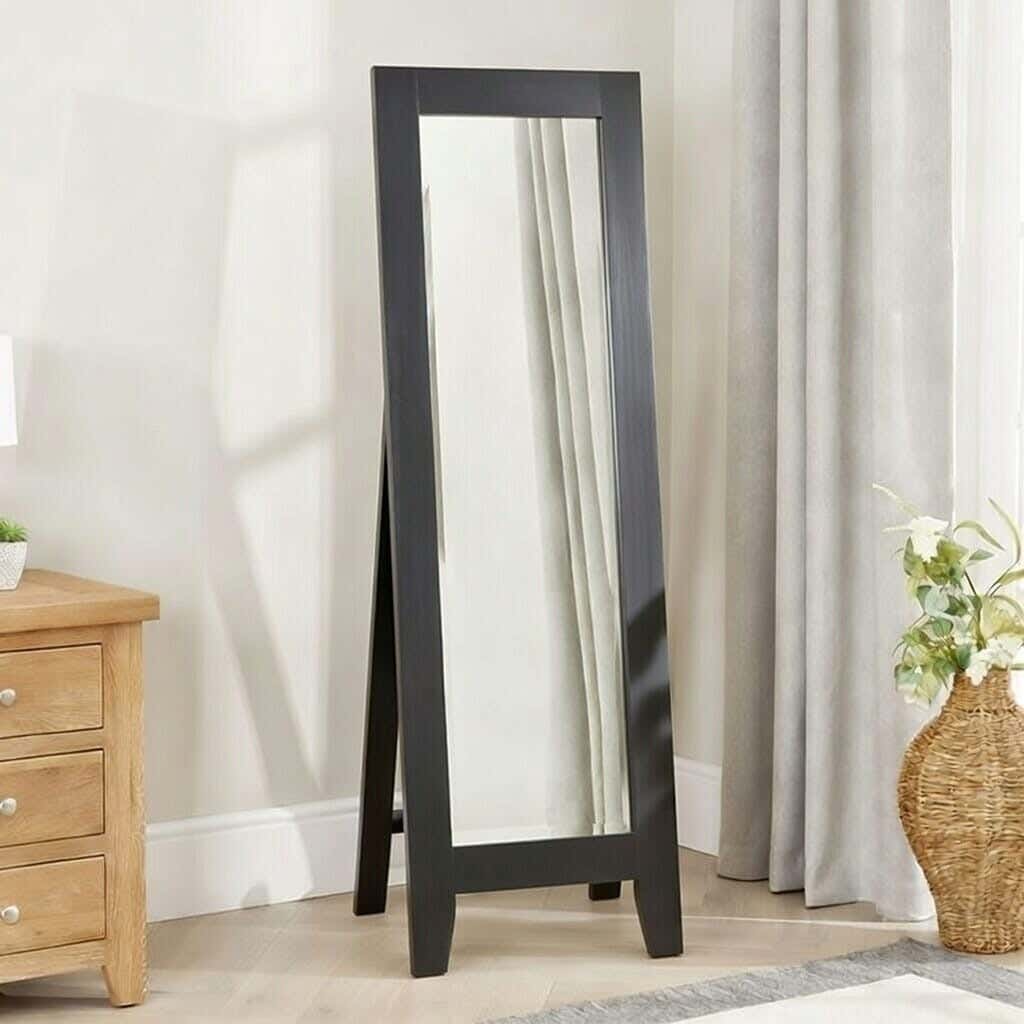 Full-length stand mirror, Finnish wood, 160x45 cm - Black