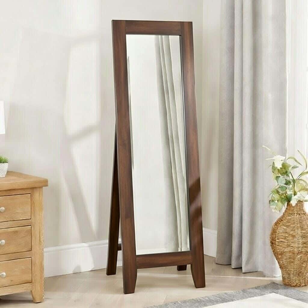 Full-length stand mirror, Finnish wood, 160x45 cm - brown