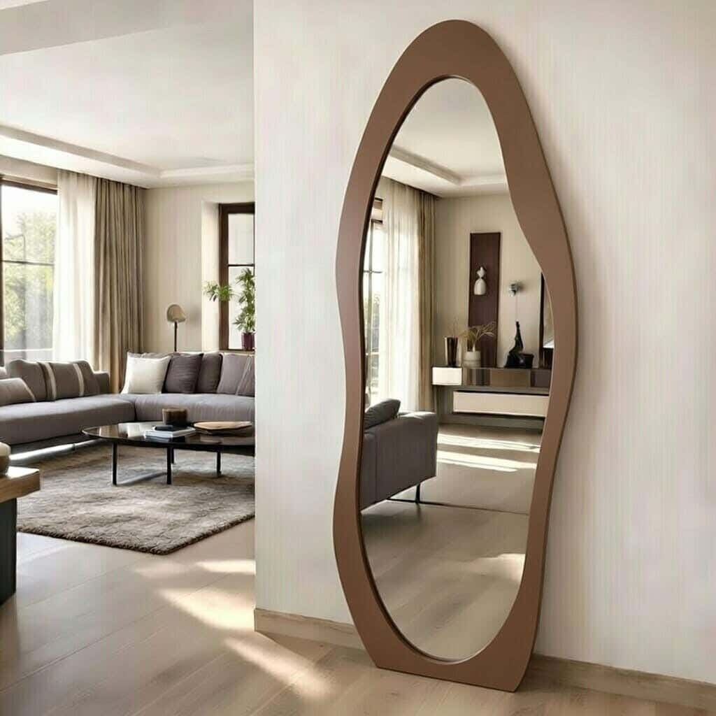 Full-length stand mirror, MDF wood, 180x80 cm - brown