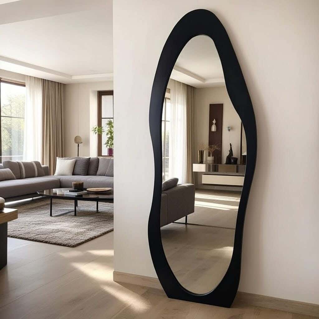 Full-length stand mirror, MDF wood, 180 x 80 cm - Black