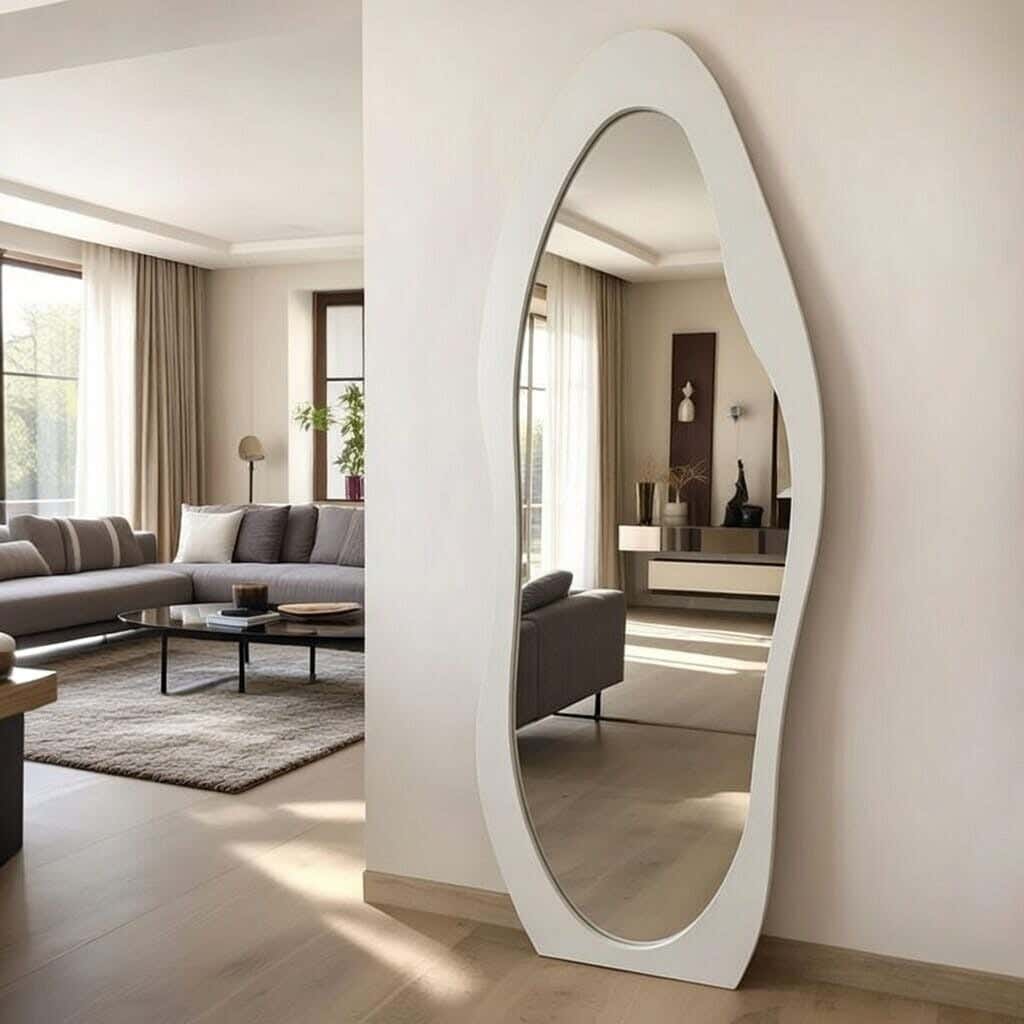 Full-length stand mirror, MDF wood, 180 x 80 cm - White