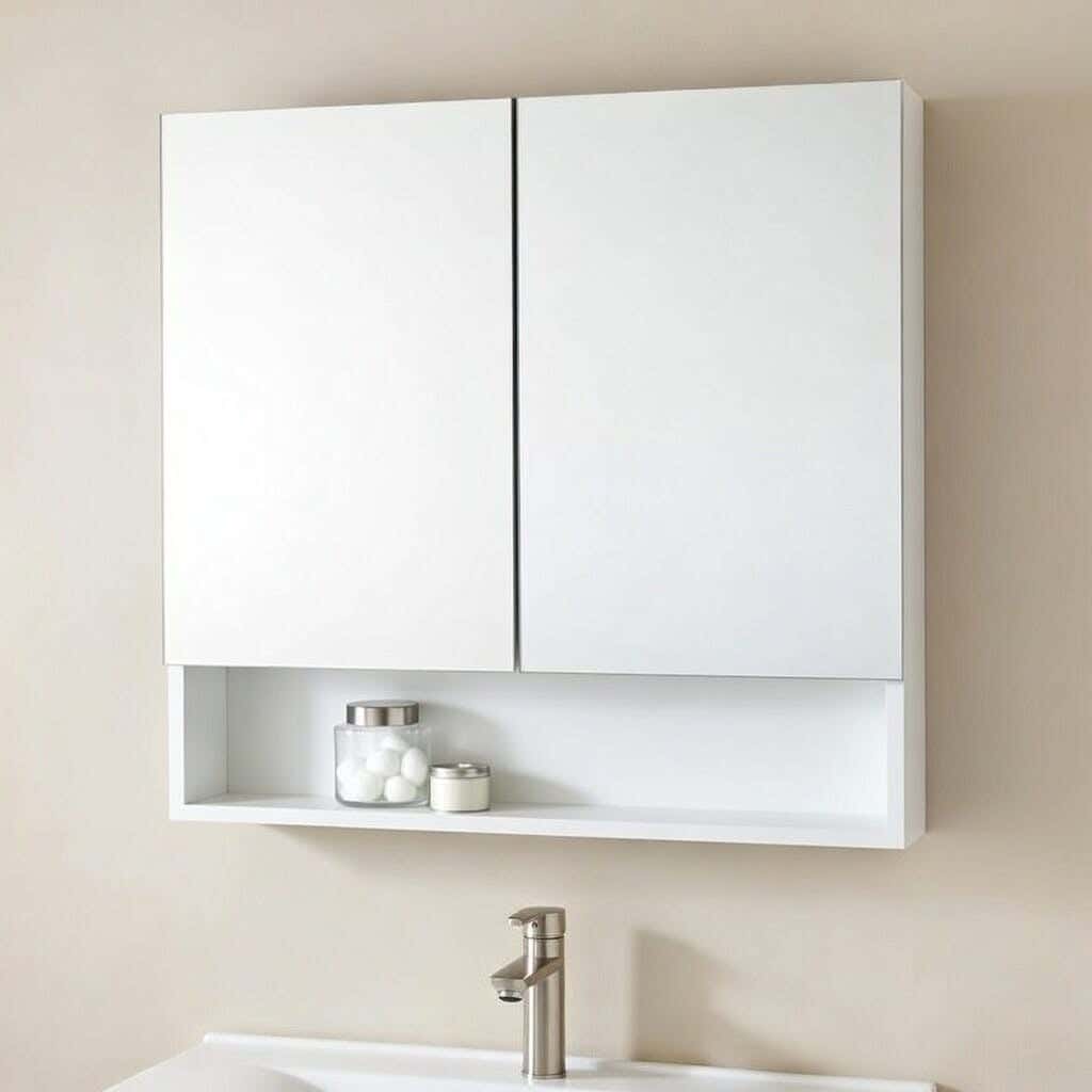 Bathroom wall-mounted organizer, MDF wood, 70x70 cm - brown