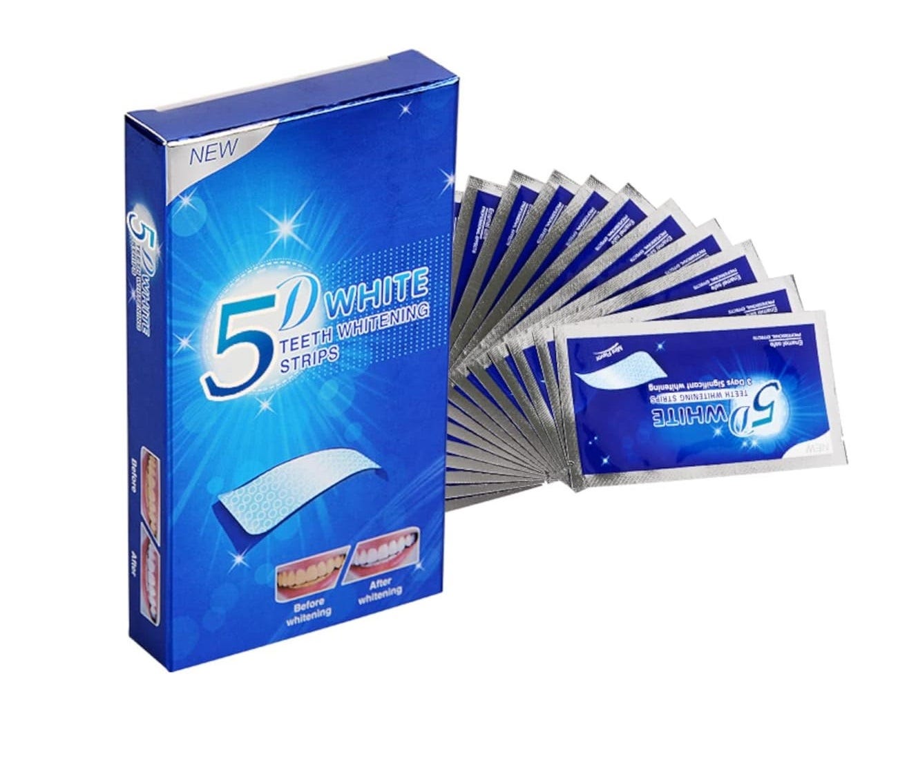 5D Teeth Whitening Strips Set, 14 Strips - White