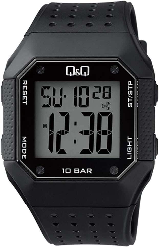 Q&Q M124J006Y Round Digital Sport Watch For Men, XL /49 - 55 mm - Blue