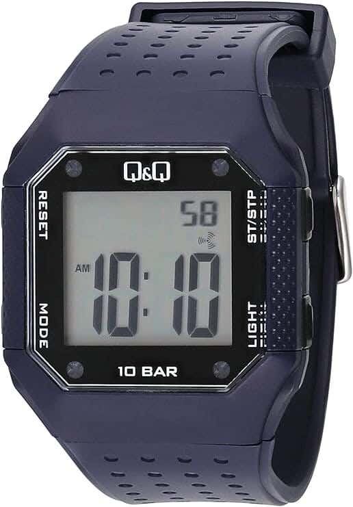 Q&Q M158J007Y Square Digital Sport Watch For Men, L /40 - 48 mm - Blue