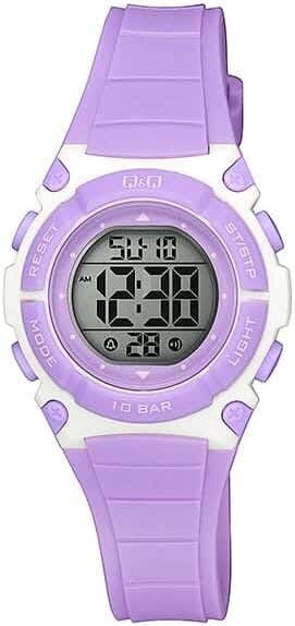 Q&Q M187J004Y Round Digital Sport Watch For Girls, L /40 - 48 mm - Light Purple