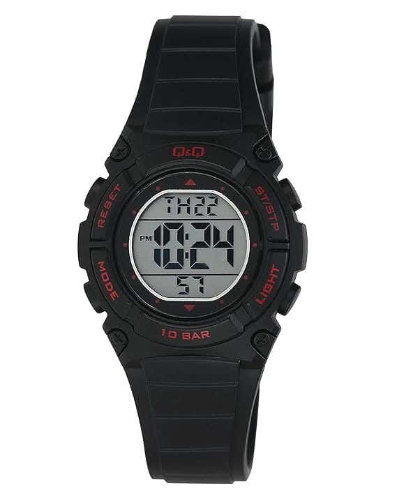 Q&Q M187J006Y Round Digital Sport Watch For Girls, M /26 - 39 mm - Black