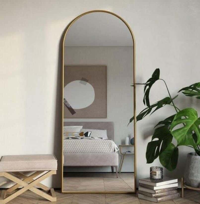 Glass Aesthetic Modern Mirror, Rectangular Shape, 160×60 cm - Gold