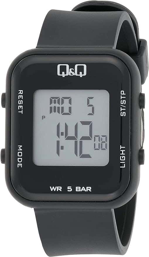 Q&Q M207J001Y Square Digital Sport Watch For women, M /26 - 39 mm - Black