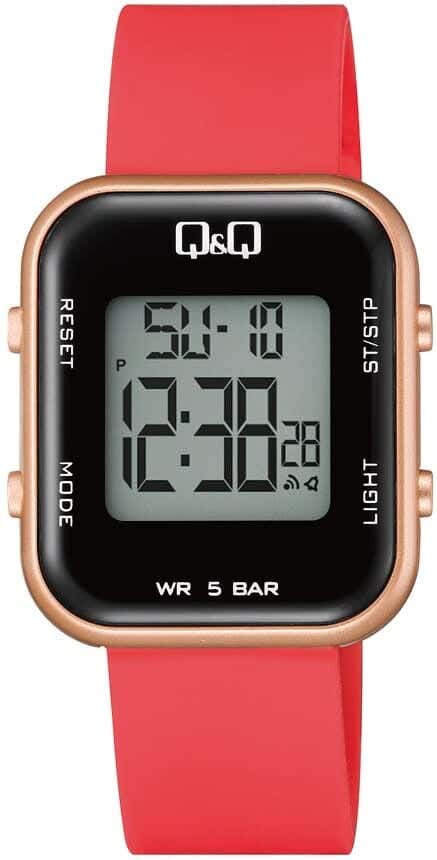 Q&Q M207J006Y Square Digital Sport Watch For women, M /26 - 39 mm - Red