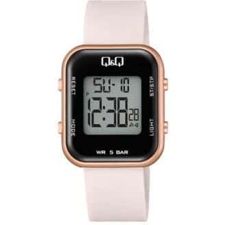 Q&Q M207J007Y Square Digital Sport Watch For women, L /40 - 48 mm - Rose Gold