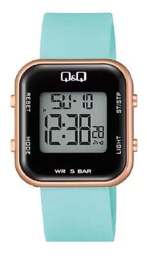 Q&Q M207J008Y Square Digital Sport Watch For women, M /26 - 39 mm - Turquoise