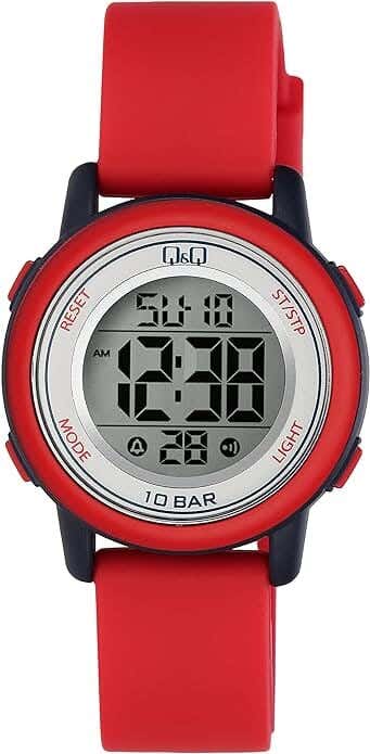 Q&Q M208J002Y Round Digital Sport Watch For women, M /26 - 39 mm - Red