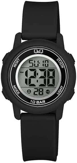 Q&Q M208J007Y Round Digital Sport Watch For women, M /26 - 39 mm - Black