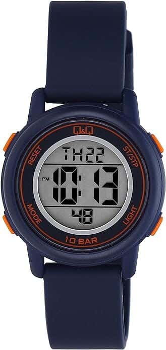 Q&Q M208J009Y Round Digital Sport Watch For women, M /26 - 39 mm - Navy