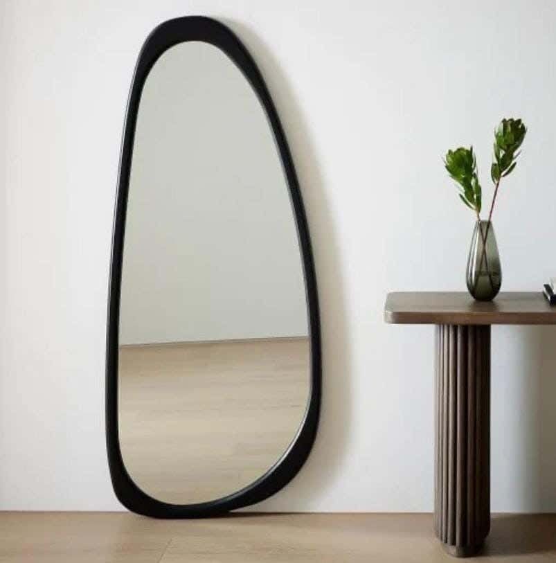 Glass Aesthetic Modern Mirror, Oval Shape, 160×60 cm - Black