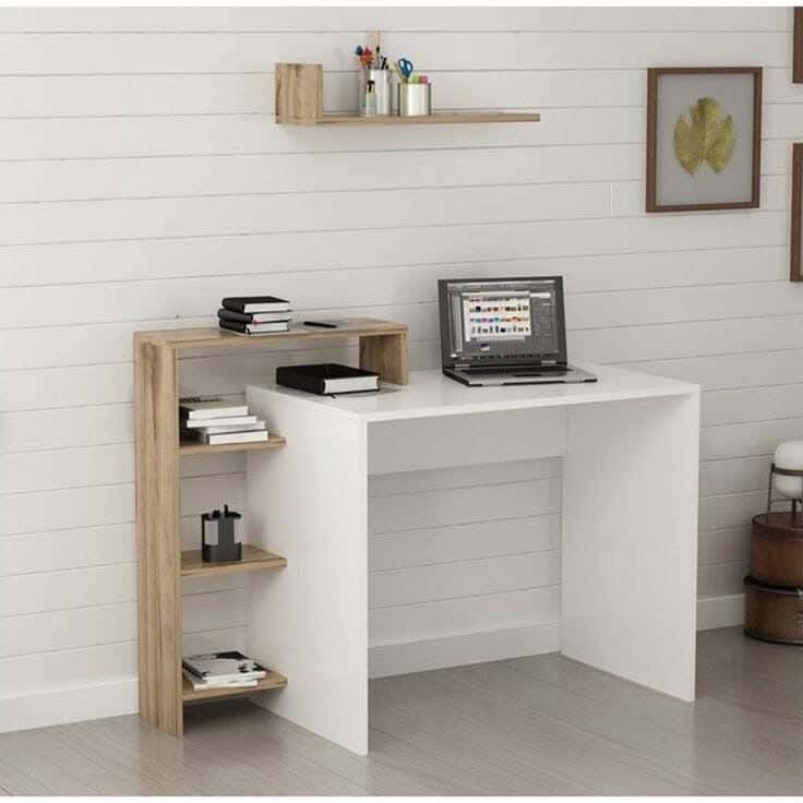 Thai MDF Wood Modern Desk, 80x120x50 cm - White Wooden