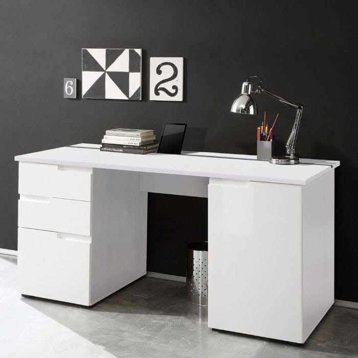 Thai MDF Wood Modern Desk, 80x140x50 cm - White