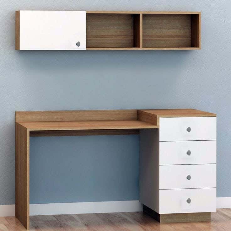 Thai MDF Wood Modern Desk, 80x120x50 cm - White Wooden