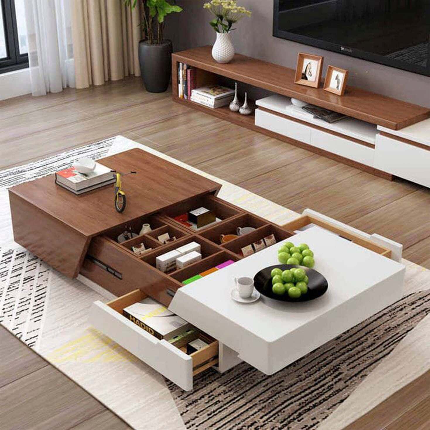 Magic Coffee Table, 60×120×40 cm, Thai MDF - White Wood