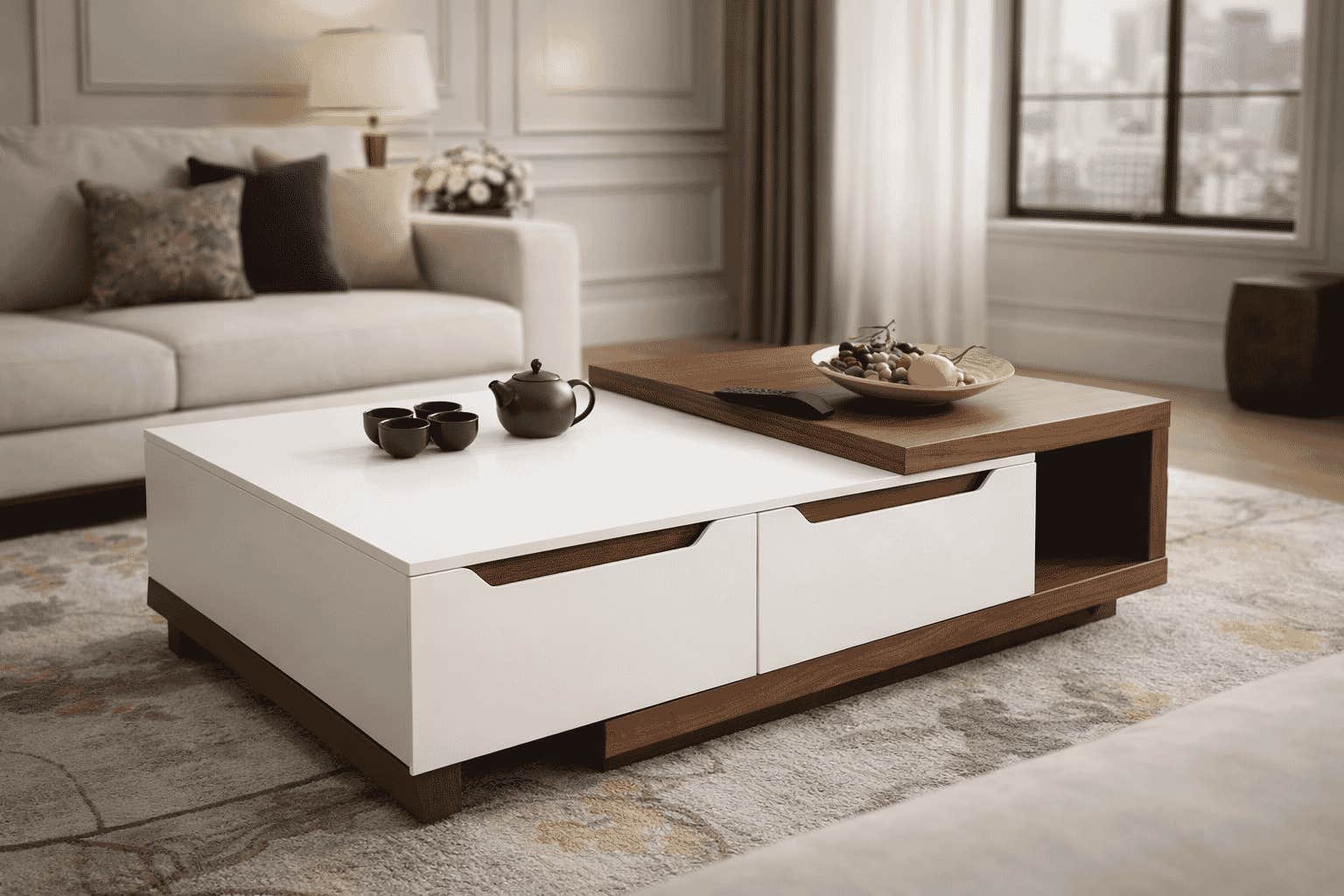 Super center table, 60×120×40 cm, Thai MDF - white wood