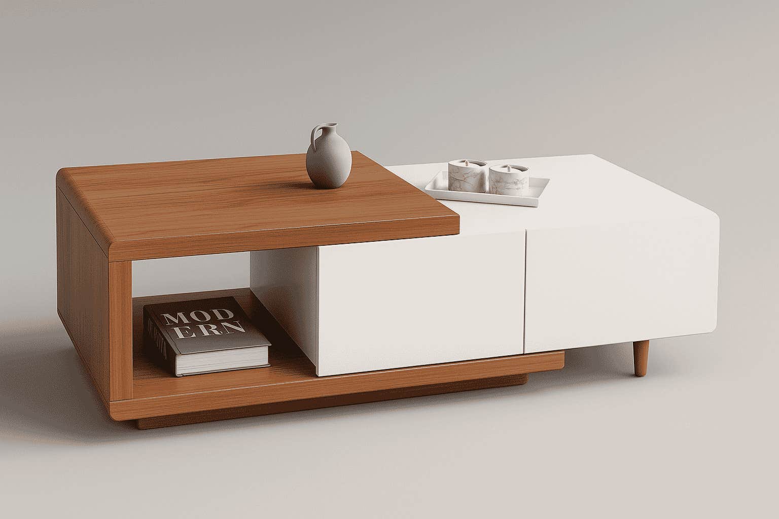 Line coffee table, 60×120×40 cm, Thai MDF - white wood