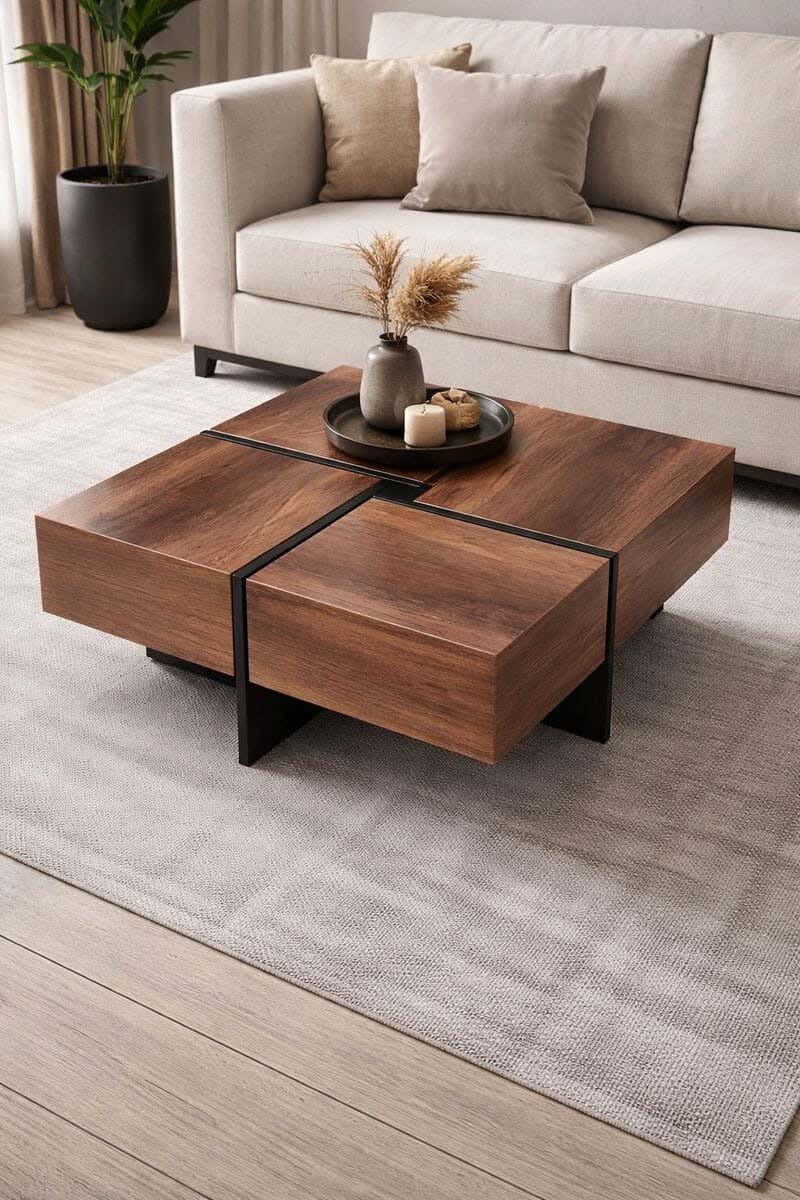 Combo coffee table, 80×80×40 cm, Thai MDF - wood