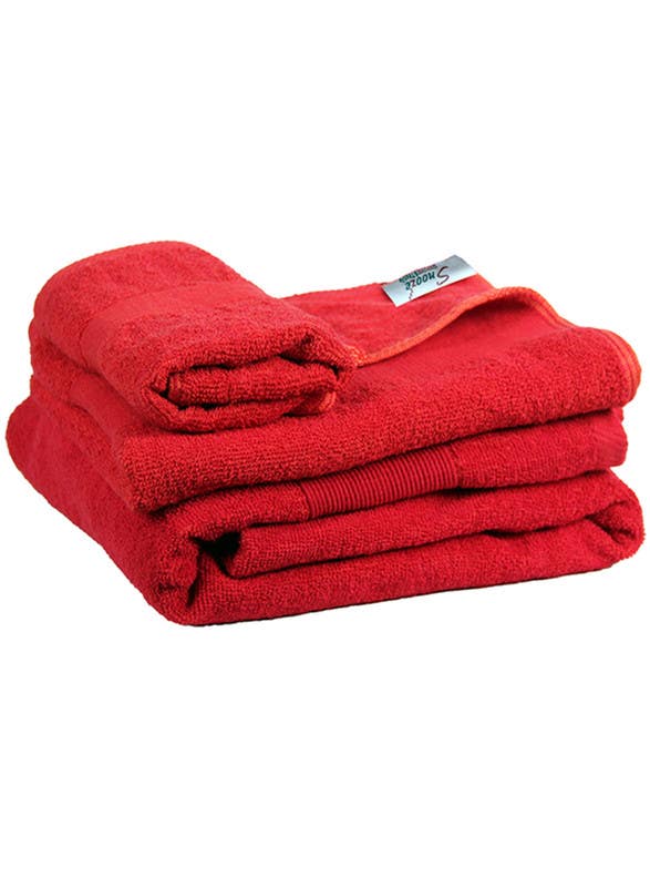 Cotton towel set, 3 pieces, 500 gm - red