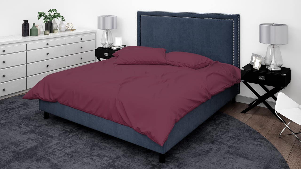 Bed in Home Cotton Quilt Bag Set, 240×260 cm - Burgundy