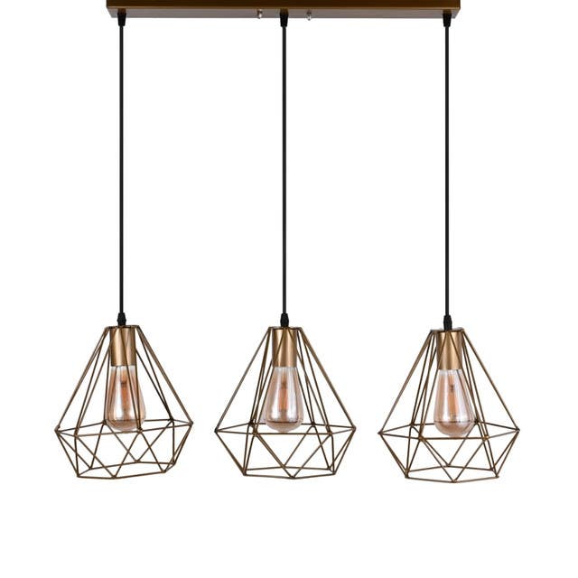 Modern Triple Chandelier, 75x50x30 cm - Gold