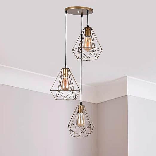 Modern Triple Chandelier, 75x30x20 cm - Brown