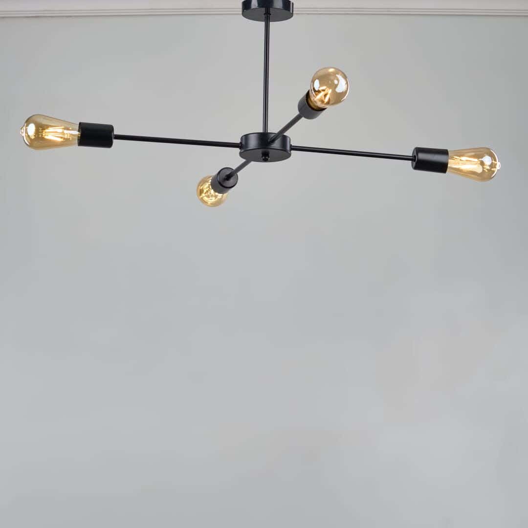 Metal Modern Chandelier, 4 Lamp, 75×75×100 Cm - Black
