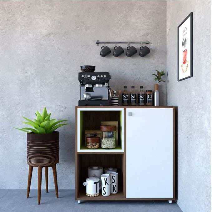 Simple Coffee Corner, 30x90x90 cm, MDF - White Wood