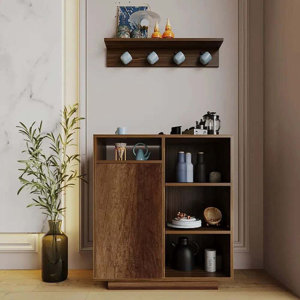 Coffee Corner Morning Station, 30×90×90 cm, MDF - Dark Wood
