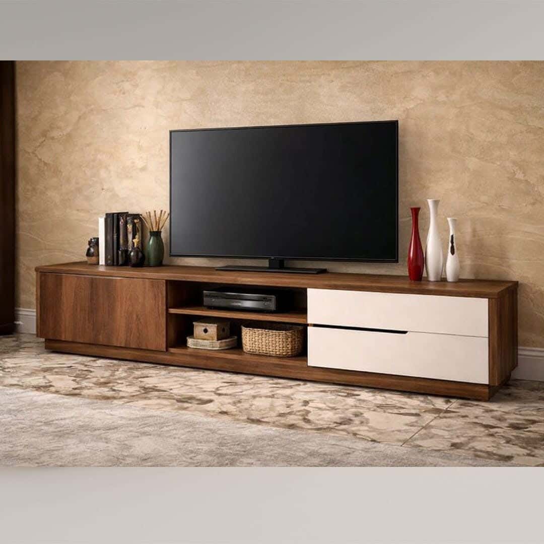 Mega TV Unit, 30×180×40 cm, MDF - White Wood
